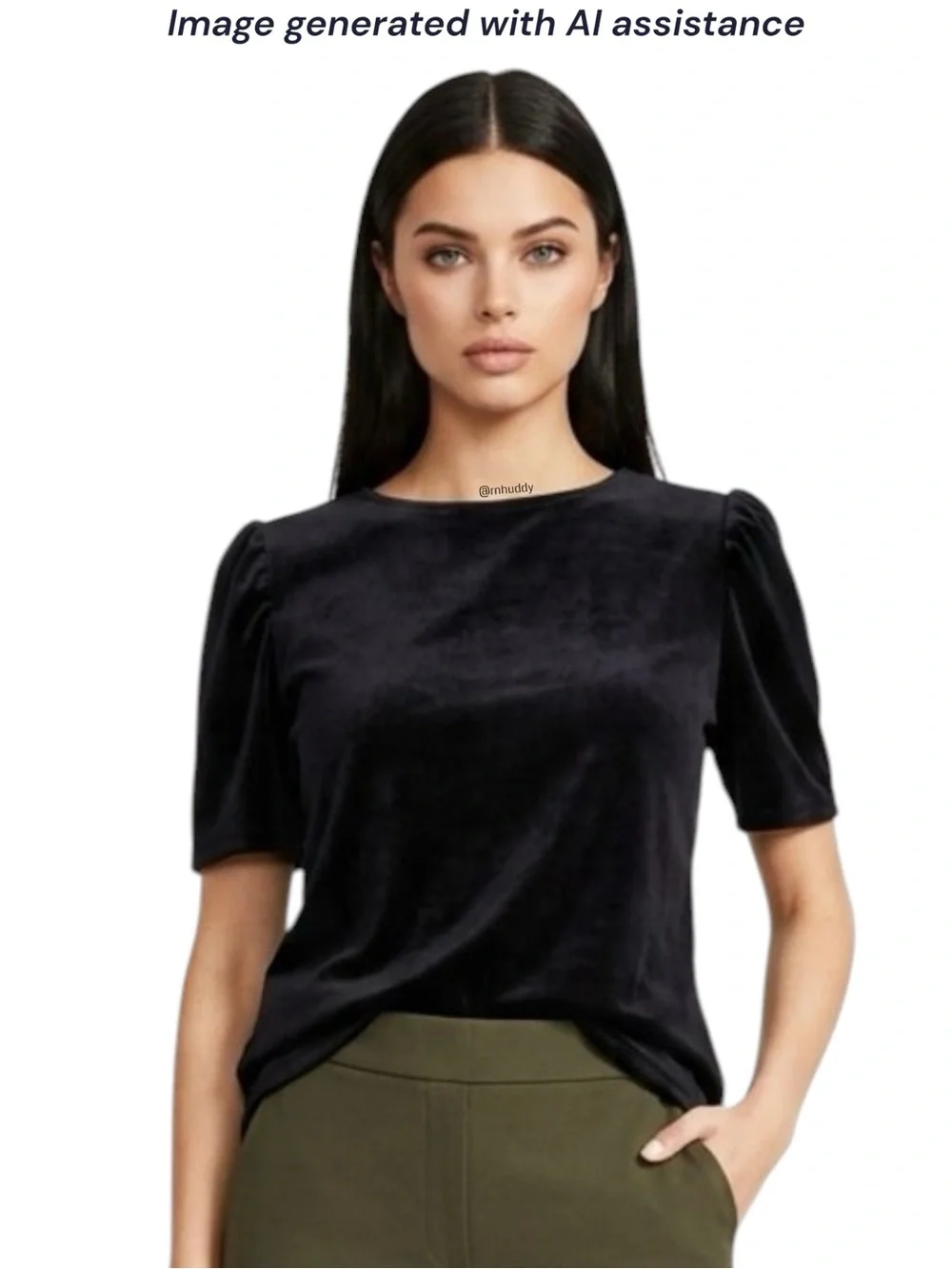 LOFT XL black velvet puff sleeve top